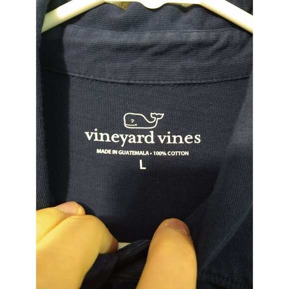 Vineyard Vines Shirt Mens Large Blue Polo Long Sleeve Cotton Pocket - Picture 5 of 7